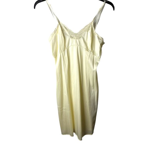 Vintage JCPenney Negligee Nightgown Slip Dress Womens Small Cream Satin Lace - Picture 3 of 10